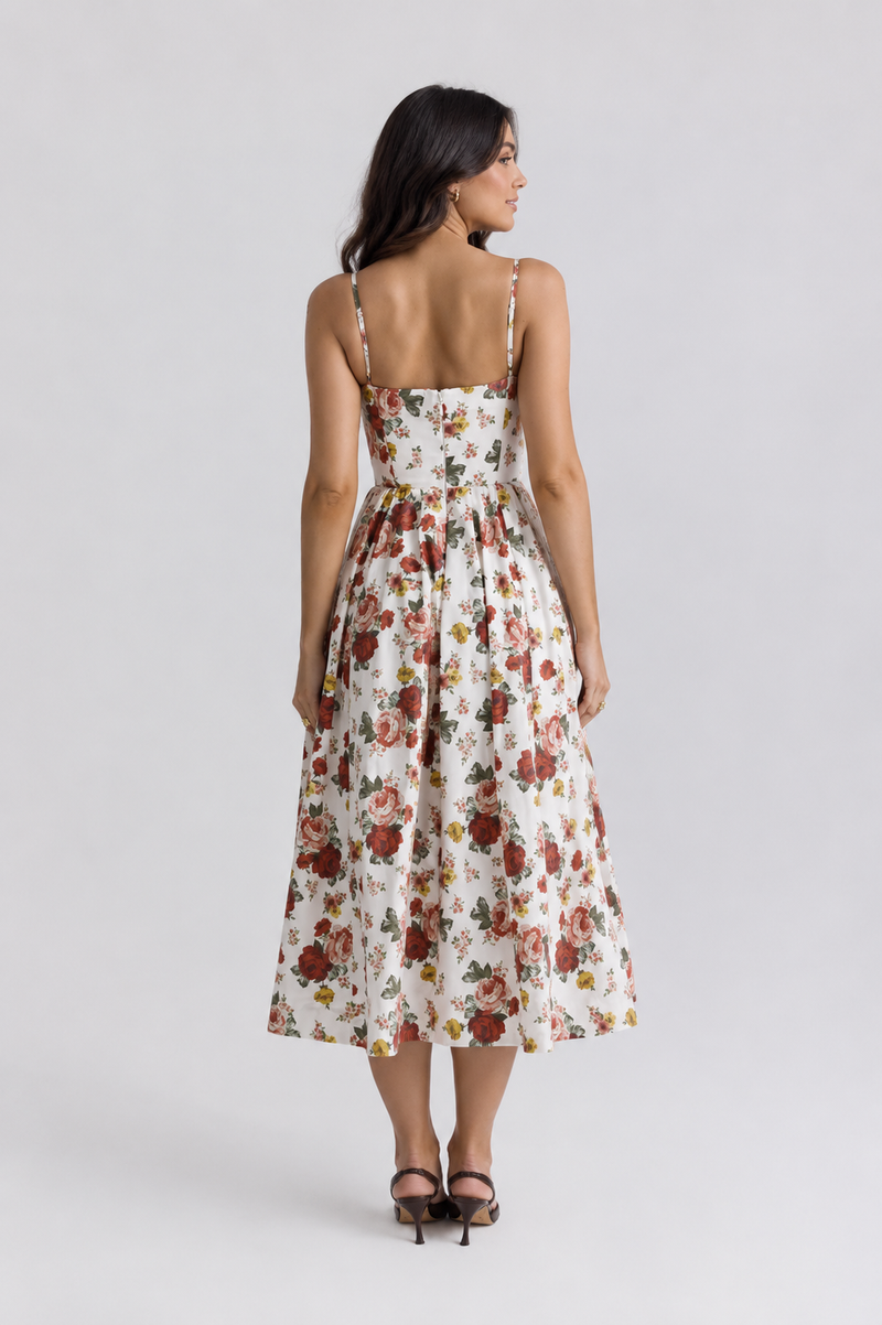 Floral Print Spaghetti Strap Midi Dress