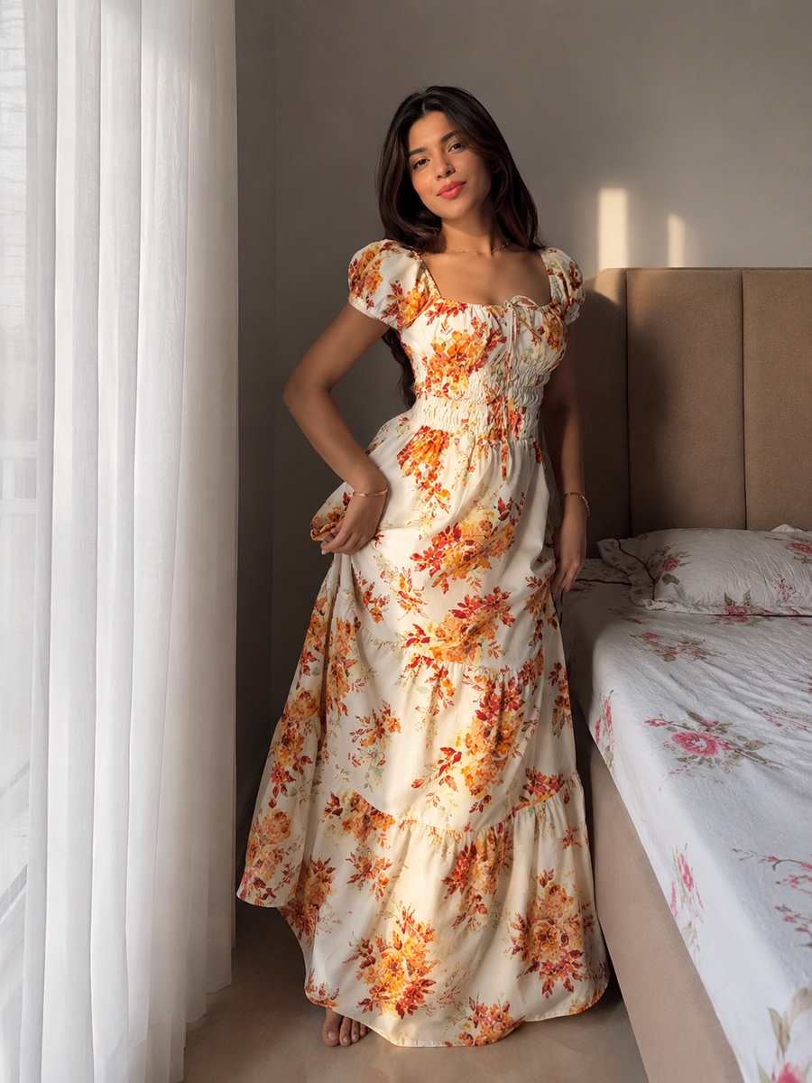 Floral Print Short Sleeve Dress