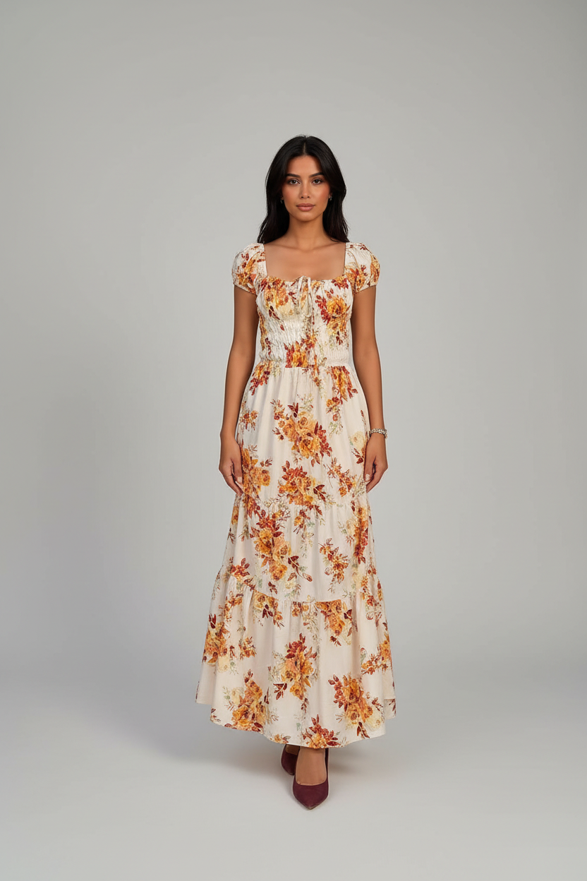 Floral Print Short Sleeve Dress