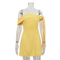 2025 Summer Lady Party Sexy Elegant Mini Short Dresses Yellow Sleeveless Strapless Tube Dress For Women