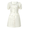 ZYHT 9881 2025 Women Luxury White Jacquard Satin Pearl  Elegant Sexy Evening Mini Cocktail Dress Birthday Party Dresses