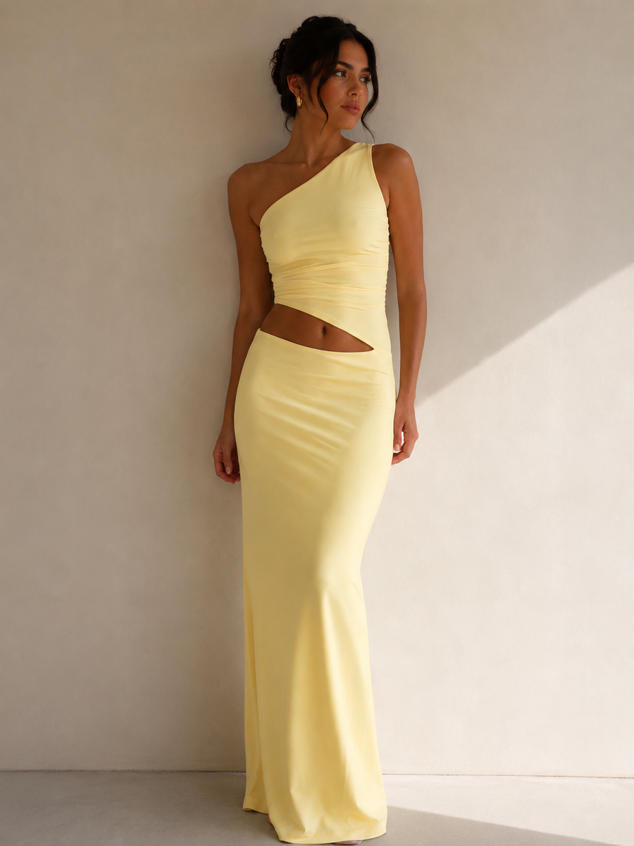 Full Size One-Shoulder Top and Maxi Skirt Set Plus Size