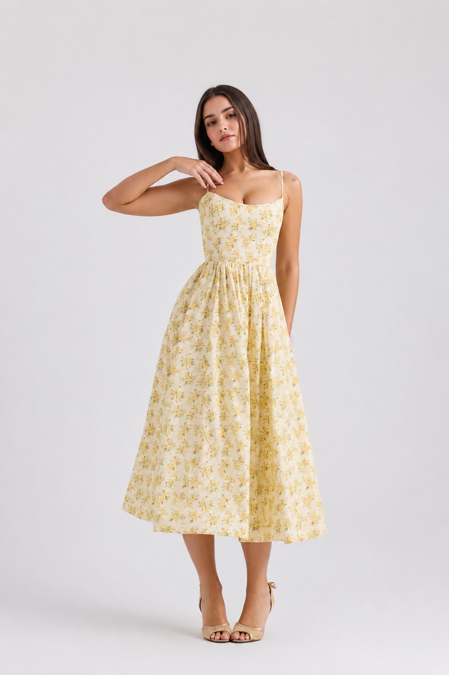 Floral Print Spaghetti Strap Midi Dress