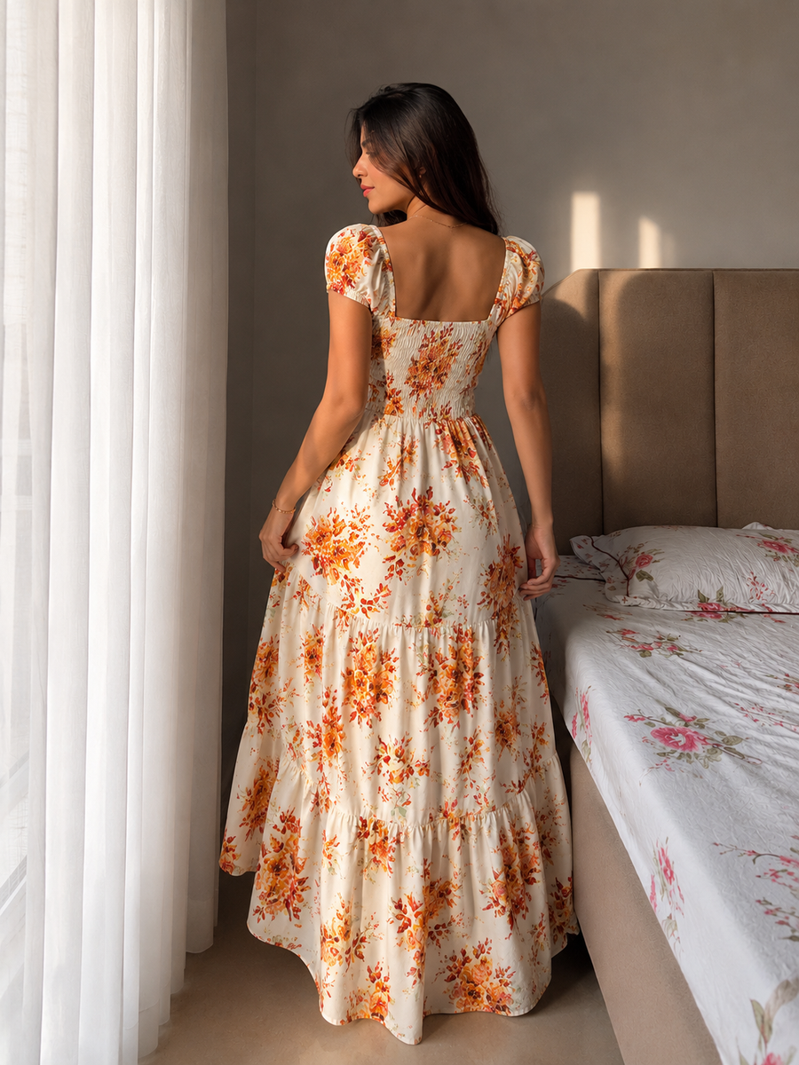 Floral Print Short Sleeve Dress